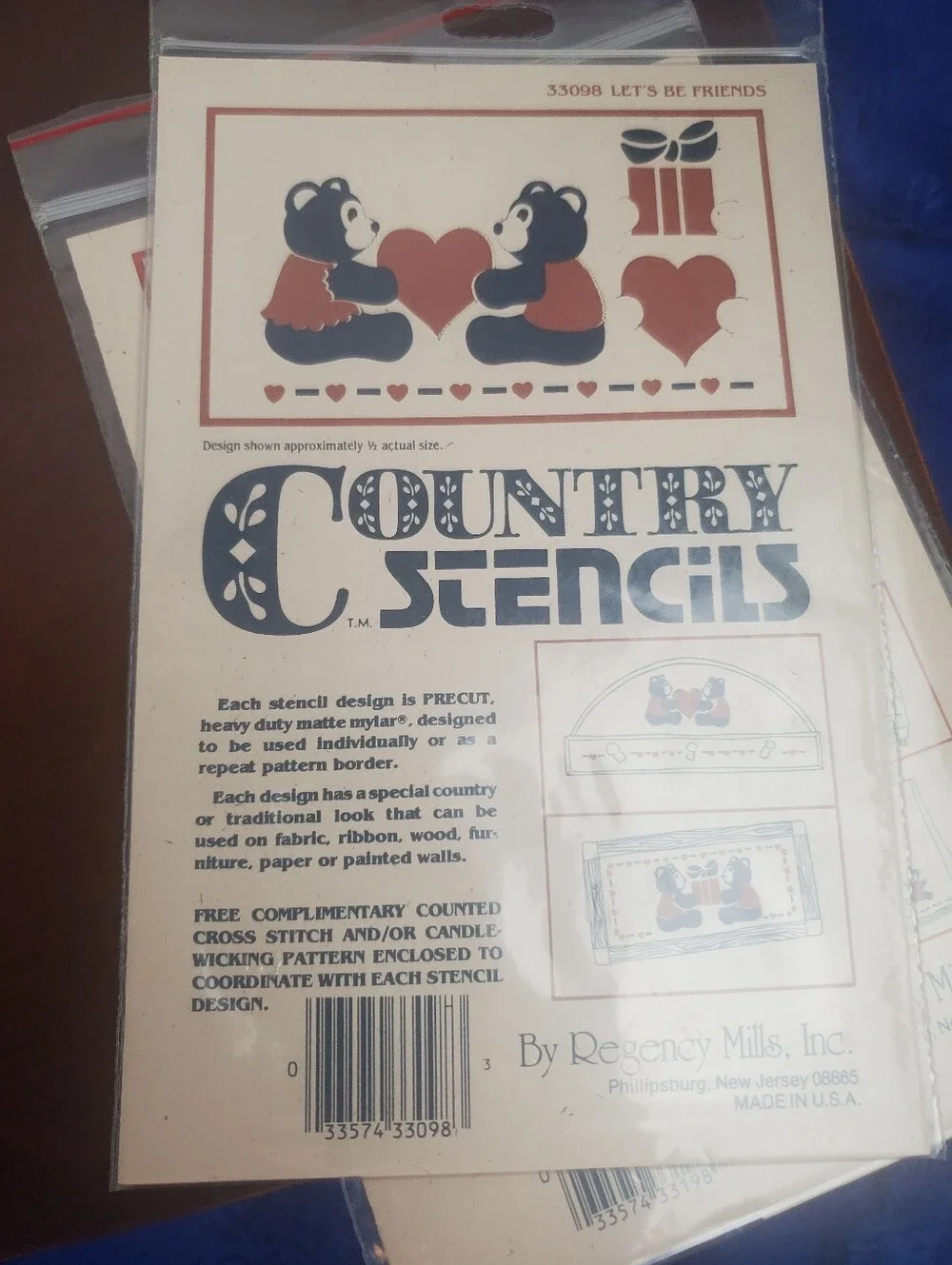NOS Lot Of 4 Country Stencils By Regency Mills Teddies  And Bears U.S.A